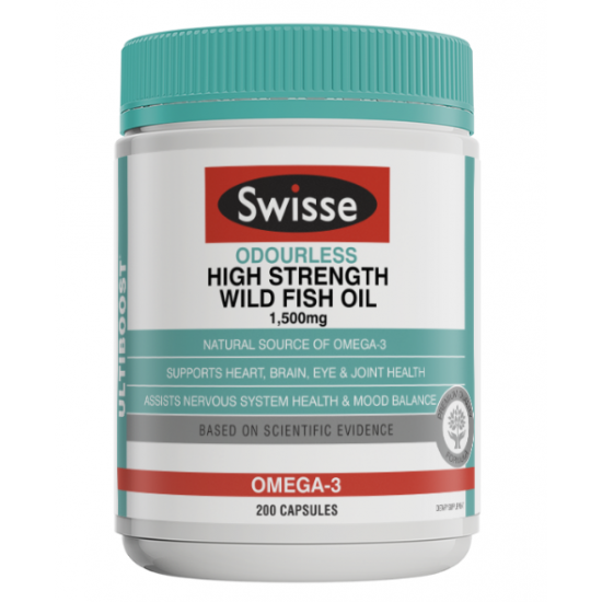 Swisse Odourless High Strength Wild Fish Oil 1500mg 无腥鱼油200粒 心脑血管降三高